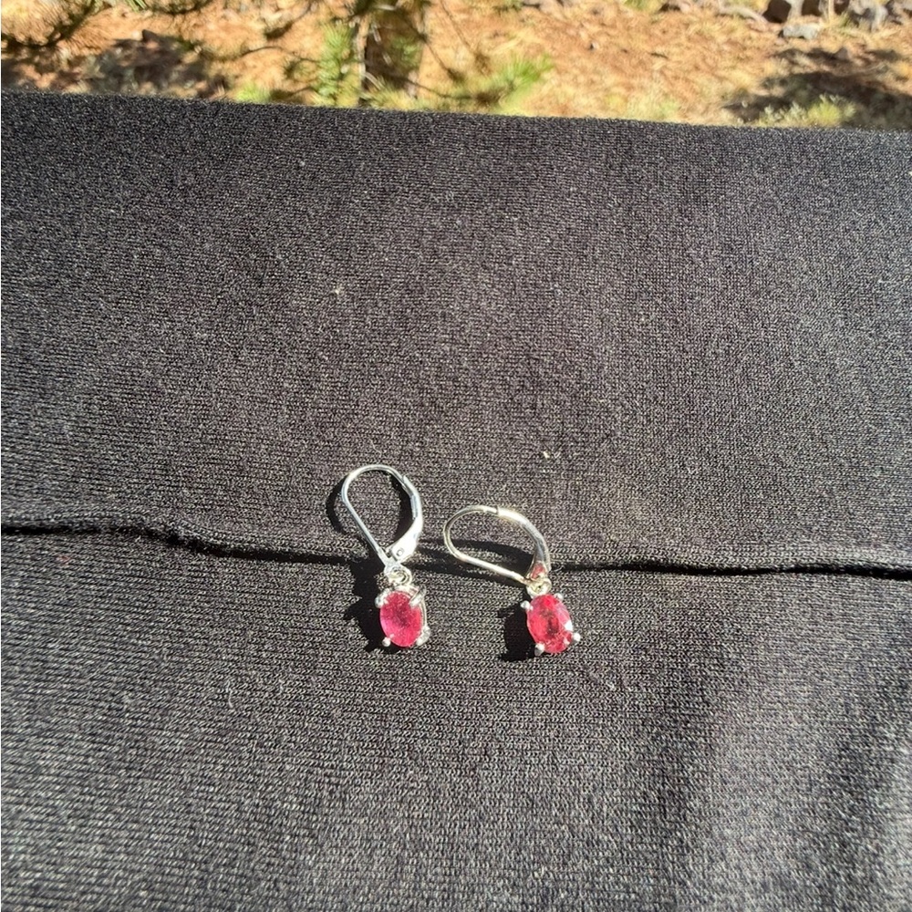 Garnet & 925 Silver Dangle Earrings